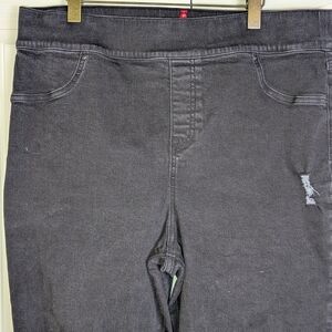 Spanx Pull-On Distressed Black Skinny Jeans Jeggings